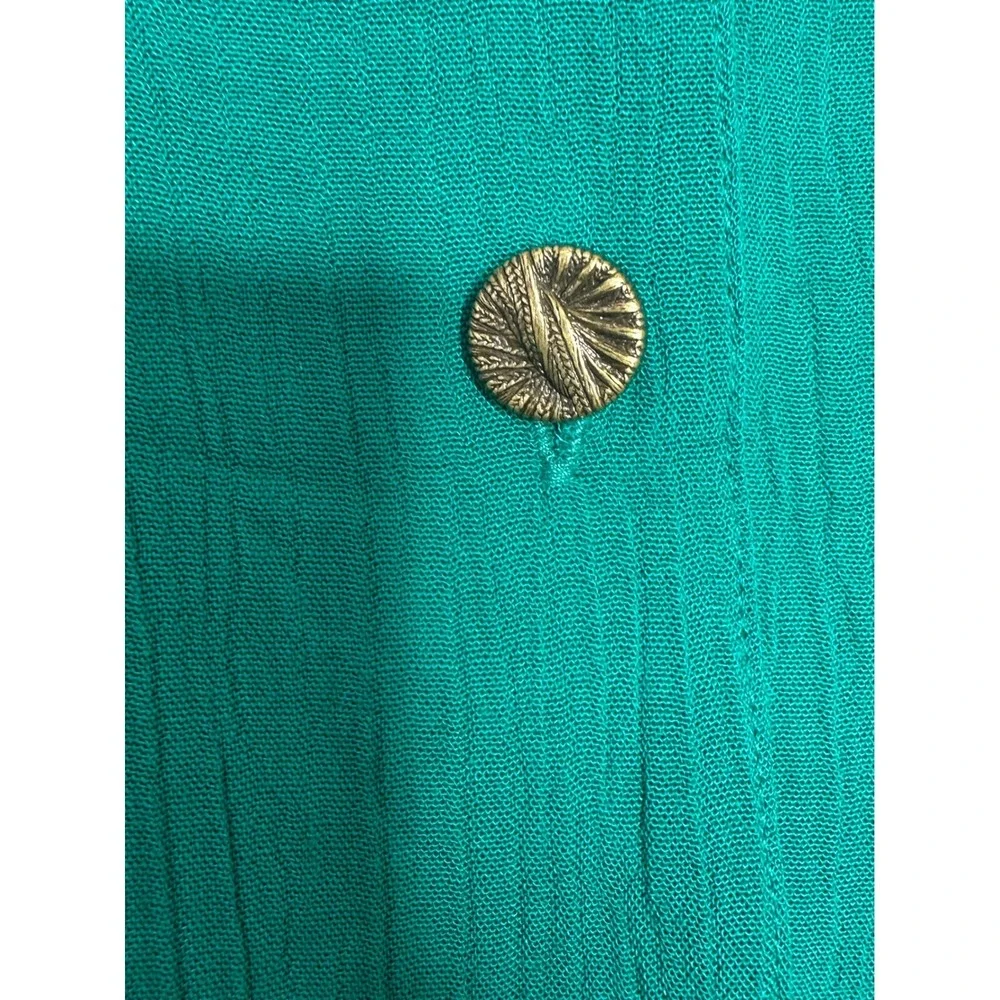 Sag Harbor Petite Teal Green Rayon Skirt Set Vintage Blouse Midi Skirt Large NWT
